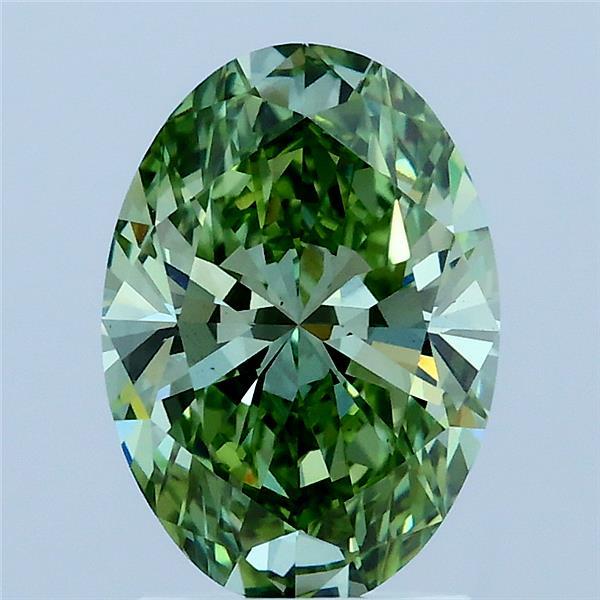 1.91 Carat Oval Shaped, Ideal Cut, FANCY VIVID GREEN Color, VS1 Clarity, IGI Certified Lab Grown Diamond