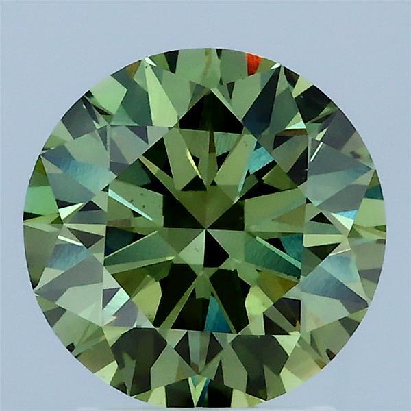 2.08 Carat Round Shaped, Ideal Cut, FANCY VIVID GREEN Color, VS1 Clarity, IGI Certified Lab Grown Diamond