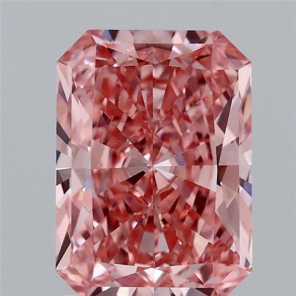 2.08 Carat Radiant Shaped, Ideal Cut, FANCY VIVID PINK Color, VS1 Clarity, IGI Certified Lab Grown Diamond