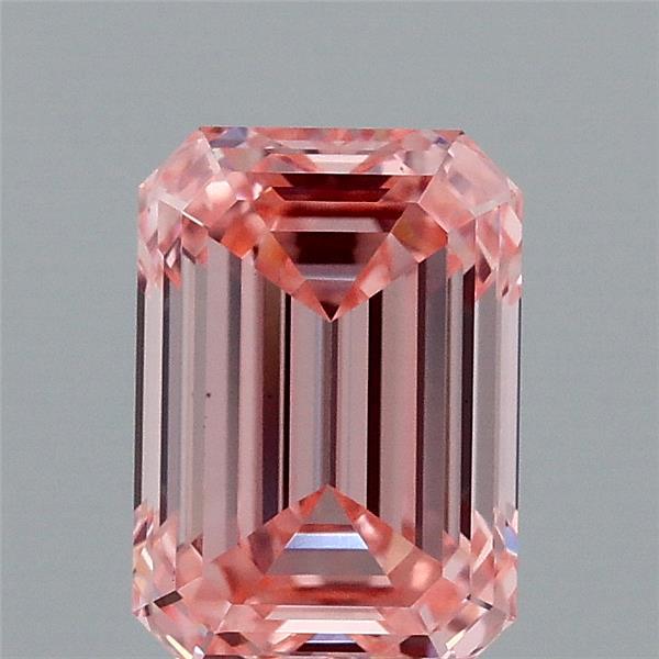 1.49 Carat Emerald Shaped, Ideal Cut, FANCY VIVID PINK Color, VS1 Clarity, IGI Certified Lab Grown Diamond
