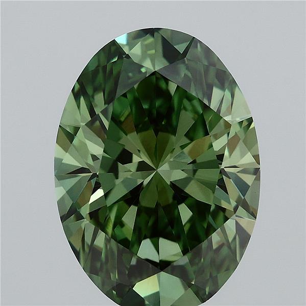 3.04 Carat Oval Shaped, Ideal Cut, FANCY VIVID GREEN Color, VVS2 Clarity, IGI Certified Lab Grown Diamond