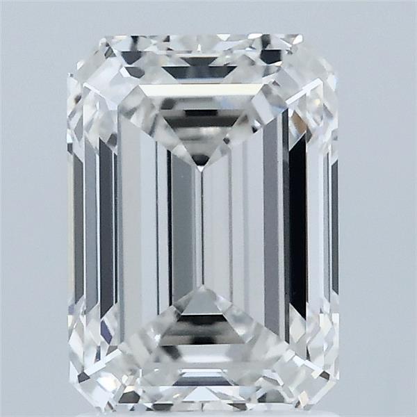 2.10 Carat Emerald Shaped, Ideal Cut, F Color, VVS2 Clarity, IGI Certified Lab Grown Diamond