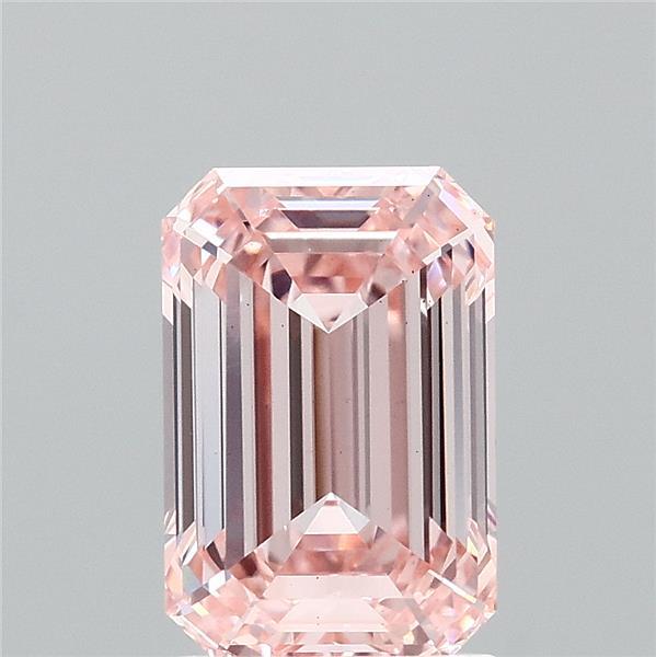 2.16 Carat Emerald Shaped, Ideal Cut, FANCY INTENSE PINK Color, VS1 Clarity, IGI Certified Lab Grown Diamond