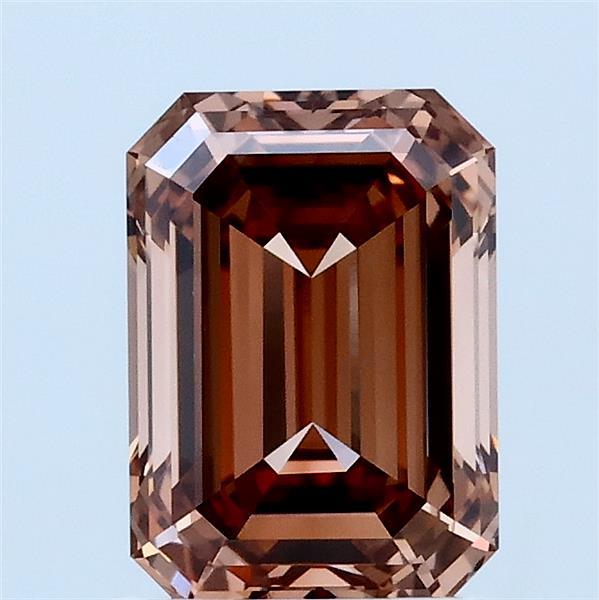1.60 Carat Emerald Shaped, Ideal Cut, FANCY BROWN Color, VS1 Clarity, IGI Certified Lab Grown Diamond