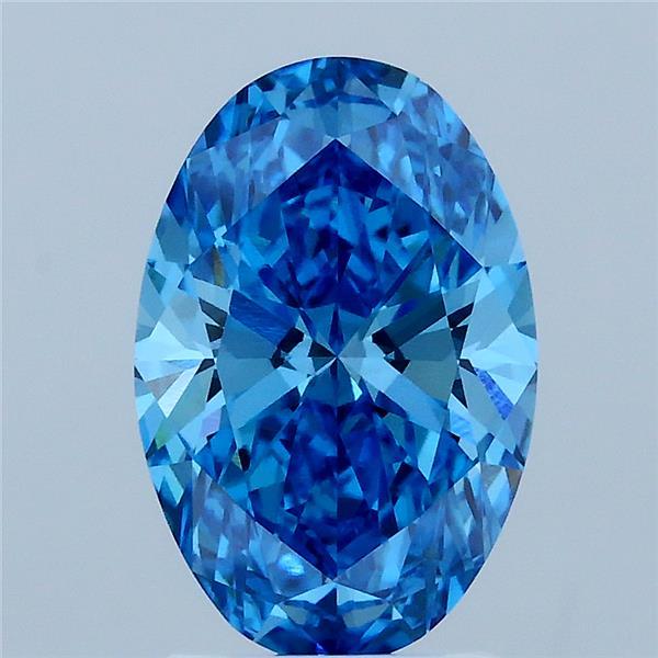2.20 Carat Oval Shaped, Ideal Cut, FANCY VIVID BLUE Color, VVS2 Clarity, IGI Certified Lab Grown Diamond