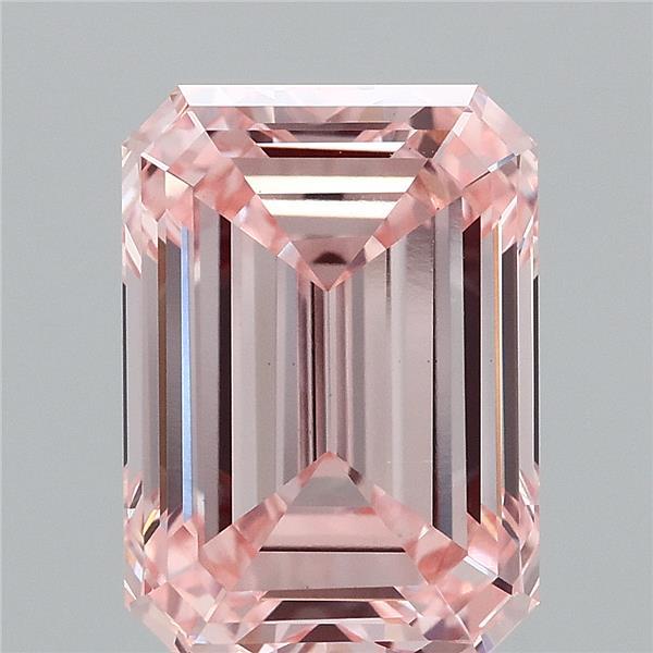 5.00 Carat Emerald Shaped, Ideal Cut, FANCY INTENSE PINK Color, VS2 Clarity, IGI Certified Lab Grown Diamond