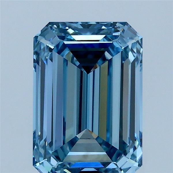 2.01 Carat Emerald Shaped, Ideal Cut, FANCY VIVID BLUE Color, VS1 Clarity, IGI Certified Lab Grown Diamond
