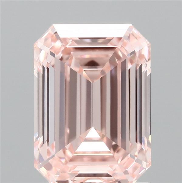 1.70 Carat Emerald Shaped, Ideal Cut, FANCY VIVID PINK Color, VVS2 Clarity, IGI Certified Lab Grown Diamond