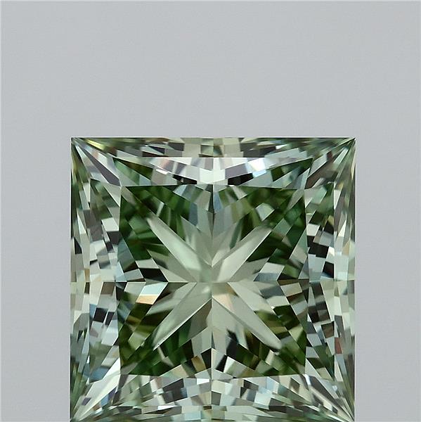 5.04 Carat Princess Shaped, Ideal Cut, FANCY VIVID GREEN Color, VVS2 Clarity, IGI Certified Lab Grown Diamond