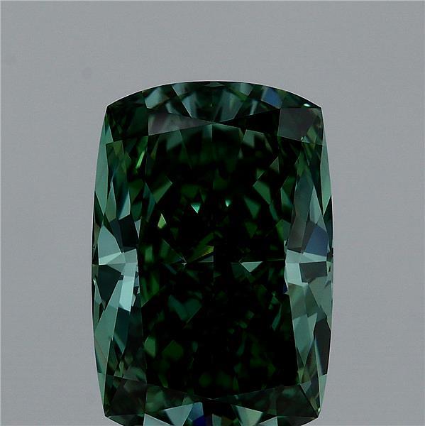 4.08 Carat Cushion Shaped, Ideal Cut, FANCY VIVID GREEN Color, VVS2 Clarity, IGI Certified Lab Grown Diamond