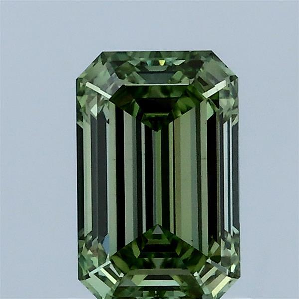 1.07 Carat Emerald Shaped, Ideal Cut, FANCY VIVID GREEN Color, VS2 Clarity, IGI Certified Lab Grown Diamond