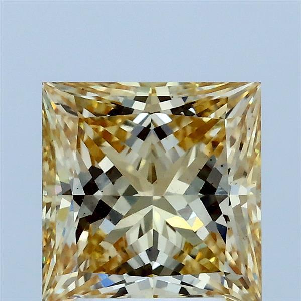 2.50 Carat Princess Shaped, Ideal Cut, FANCY YELLOW Color, VS2 Clarity, IGI Certified Lab Grown Diamond