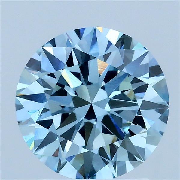 2.00 Carat Round Shaped, Excellent Cut, FANCY VIVID BLUE Color, VS1 Clarity, IGI Certified Lab Grown Diamond