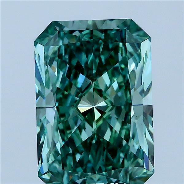 3.01 Carat Radiant Shaped, Ideal Cut, FANCY VIVID GREEN Color, VS1 Clarity, IGI Certified Lab Grown Diamond
