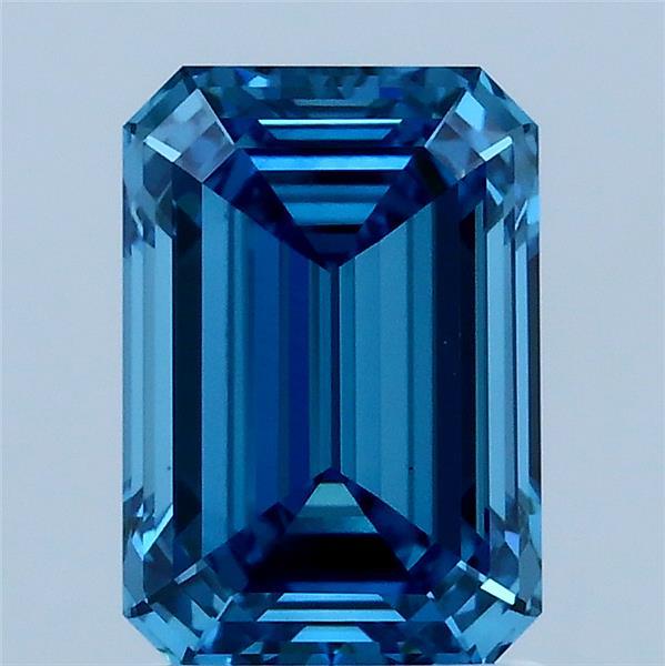 2.04 Carat Emerald Shaped, Ideal Cut, FANCY VIVID BLUE Color, VS1 Clarity, IGI Certified Lab Grown Diamond