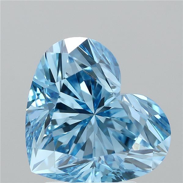 3.23 Carat Heart Shaped, Ideal Cut, FANCY VIVID BLUE Color, VVS2 Clarity, IGI Certified Lab Grown Diamond