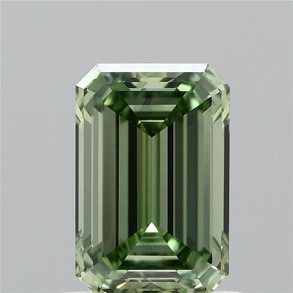 1.04 Carat Emerald Shaped, Ideal Cut, FANCY VIVID GREEN Color, VS1 Clarity, IGI Certified Lab Grown Diamond