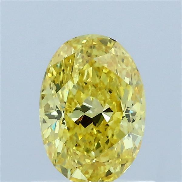 0.82 Carat Oval Shaped, Excellent Cut, FANCY VIVID YELLOW Color, VVS2 Clarity, IGI Certified Lab Grown Diamond