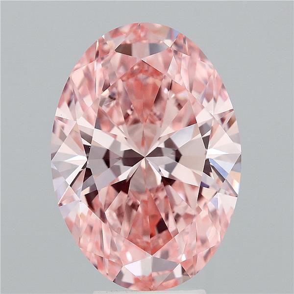 5.52 Carat Oval Shaped, Ideal Cut, FANCY VIVID PINK Color, VVS2 Clarity, IGI Certified Lab Grown Diamond