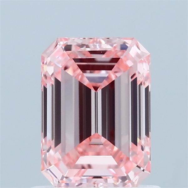 1.04 Carat Emerald Shaped, Ideal Cut, FANCY INTENSE PINK Color, VVS2 Clarity, IGI Certified Lab Grown Diamond