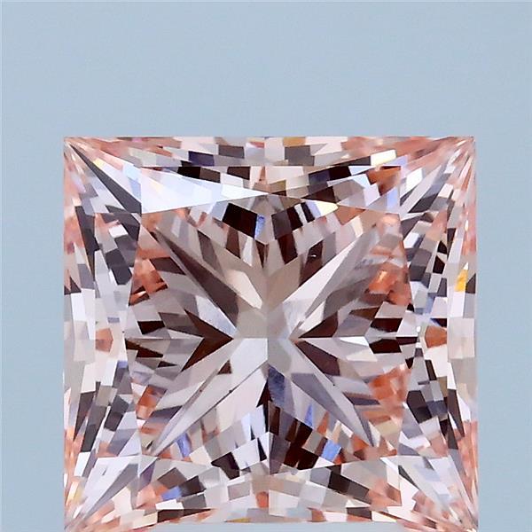 3.68 Carat Princess Shaped, Ideal Cut, FANCY INTENSE PINK Color, VS1 Clarity, IGI Certified Lab Grown Diamond