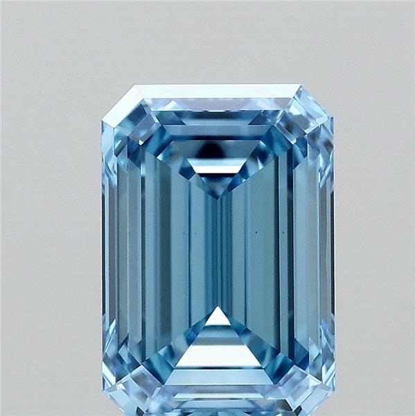 2.60 Carat Emerald Shaped, Ideal Cut, FANCY VIVID BLUE Color, VS1 Clarity, IGI Certified Lab Grown Diamond