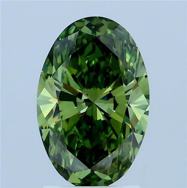2.01 Carat Oval Shaped, Ideal Cut, FANCY VIVID GREEN Color, VVS2 Clarity, IGI Certified Lab Grown Diamond