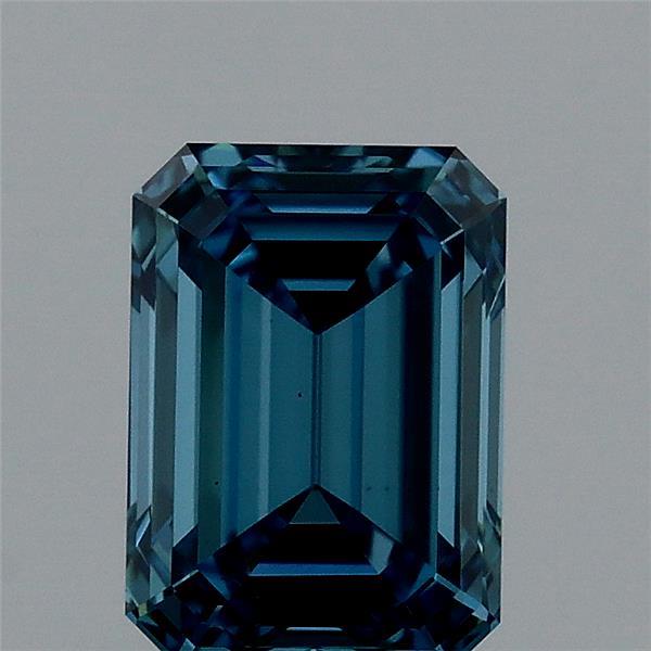 0.96 Carat Emerald Shaped, Ideal Cut, FANCY VIVID BLUE Color, VS1 Clarity, IGI Certified Lab Grown Diamond
