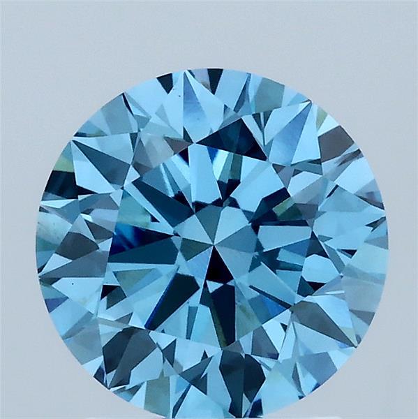 1.98 Carat Round Shaped, Ideal Cut, FANCY VIVID BLUE Color, VS1 Clarity, IGI Certified Lab Grown Diamond