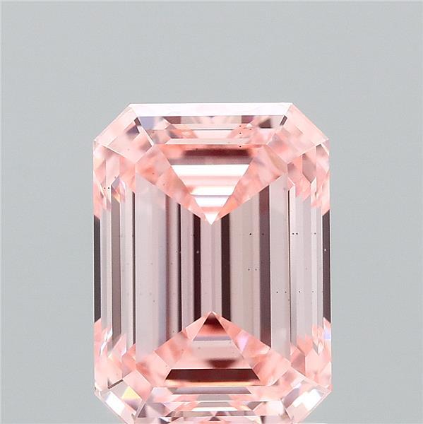2.01 Carat Emerald Shaped, Ideal Cut, FANCY INTENSE PINK Color, VS1 Clarity, IGI Certified Lab Grown Diamond