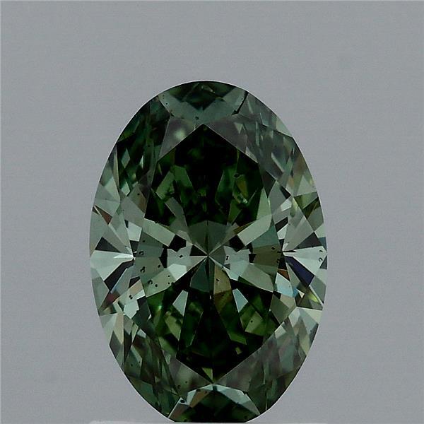 1.17 Carat Oval Shaped, Ideal Cut, FANCY VIVID GREEN Color, SI1 Clarity, IGI Certified Lab Grown Diamond