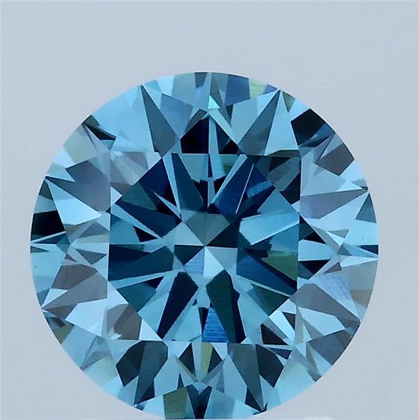 2.05 Carat Round Shaped, Ideal Cut, FANCY VIVID BLUE Color, VS1 Clarity, IGI Certified Lab Grown Diamond