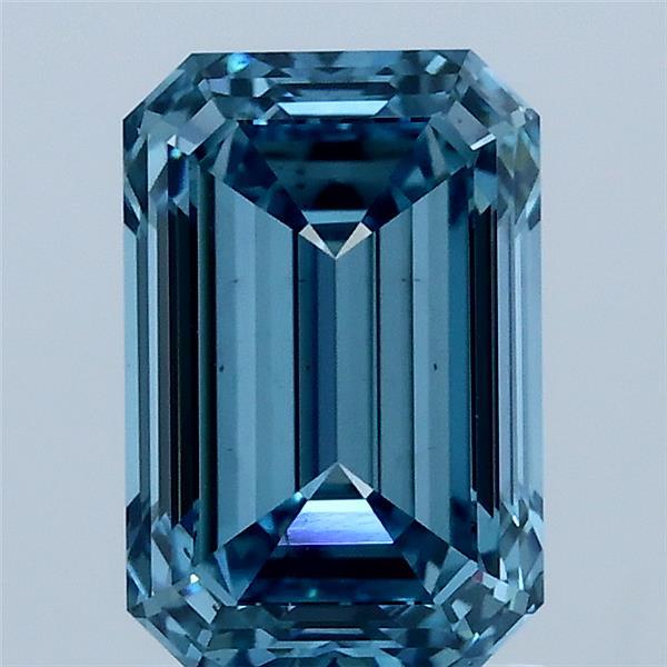 2.00 Carat Emerald Shaped, Ideal Cut, FANCY VIVID BLUE Color, VS2 Clarity, IGI Certified Lab Grown Diamond