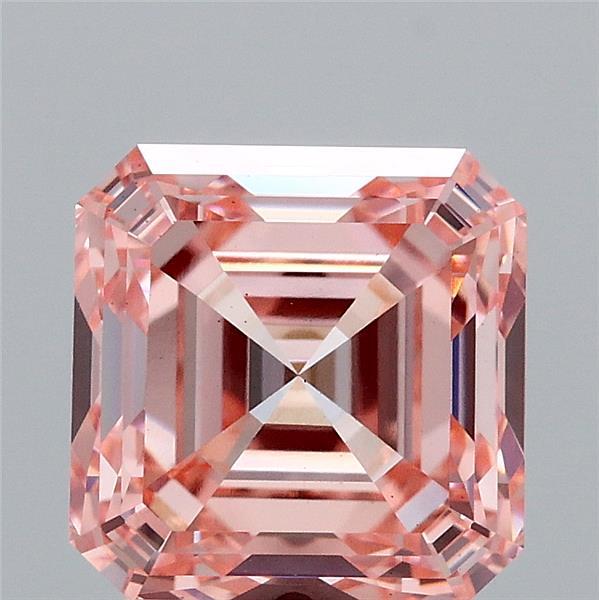 3.20 Carat Asscher Shaped, Excellent Cut, FANCY INTENSE PINK Color, VS1 Clarity, IGI Certified Lab Grown Diamond