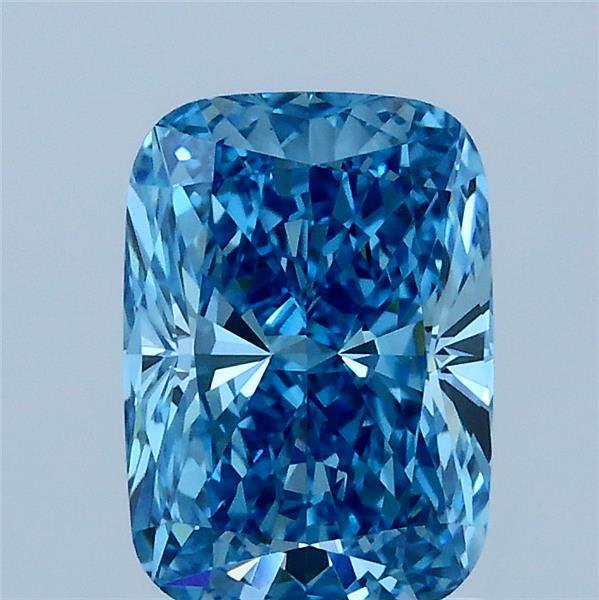 1.54 Carat Cushion Shaped, Ideal Cut, FANCY VIVID BLUE Color, VS1 Clarity, IGI Certified Lab Grown Diamond