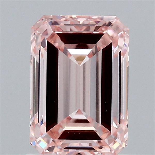 1.58 Carat Emerald Shaped, Ideal Cut, FANCY PINK Color, VVS2 Clarity, IGI Certified Lab Grown Diamond