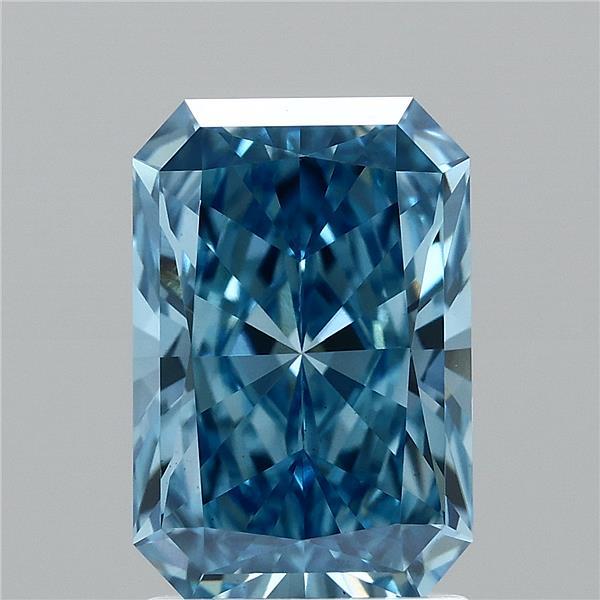 2.03 Carat Radiant Shaped, Ideal Cut, FANCY VIVID BLUE Color, VS1 Clarity, IGI Certified Lab Grown Diamond