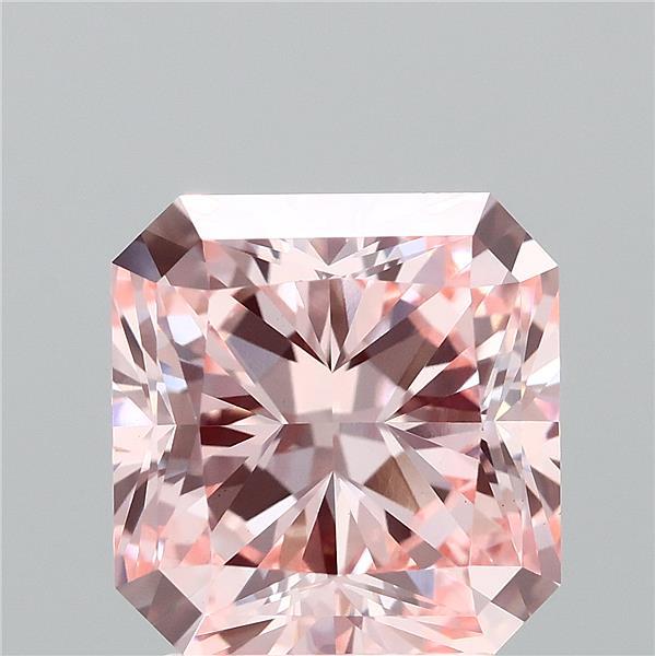 3.01 Carat Radiant Shaped, Ideal Cut, FANCY VIVID PINK Color, VVS2 Clarity, IGI Certified Lab Grown Diamond
