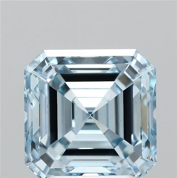 3.28 Carat Asscher Shaped, Ideal Cut, FANCY INTENSE BLUE Color, VS1 Clarity, IGI Certified Lab Grown Diamond
