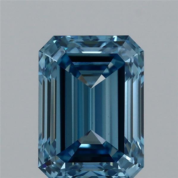 2.05 Carat Emerald Shaped, Ideal Cut, FANCY VIVID BLUE Color, VS1 Clarity, IGI Certified Lab Grown Diamond