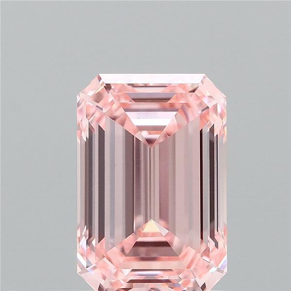 1.51 Carat Emerald Shaped, Ideal Cut, FANCY INTENSE PINK Color, VVS2 Clarity, IGI Certified Lab Grown Diamond