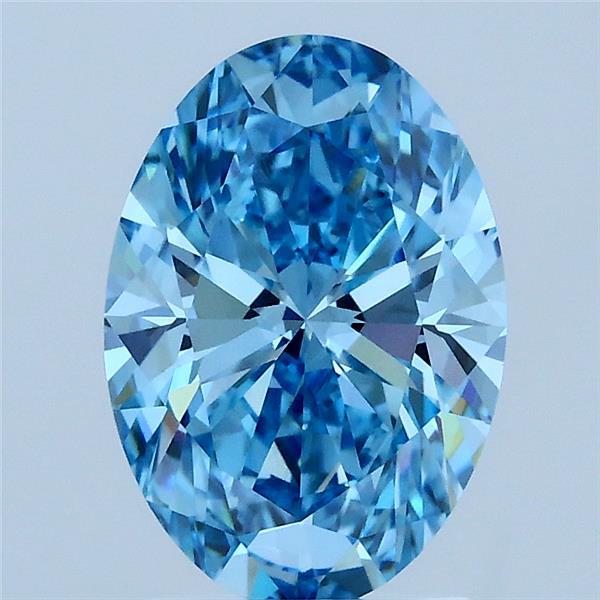 2.03 Carat Oval Shaped, Ideal Cut, FANCY VIVID BLUE Color, VVS2 Clarity, IGI Certified Lab Grown Diamond