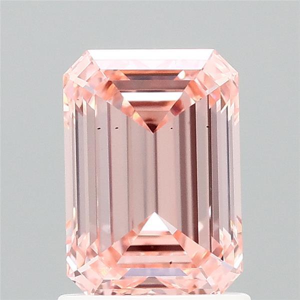 1.50 Carat Emerald Shaped, Ideal Cut, FANCY VIVID PINK Color, VS2 Clarity, IGI Certified Lab Grown Diamond