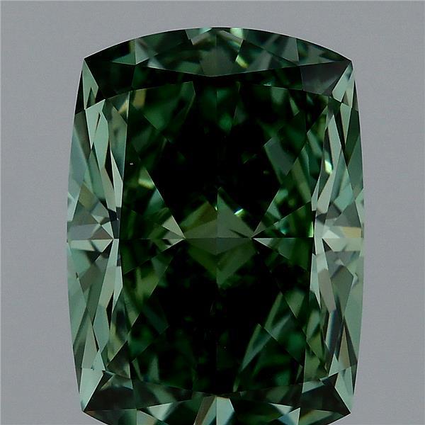 3.54 Carat Cushion Shaped, Ideal Cut, FANCY VIVID GREEN Color, VVS2 Clarity, IGI Certified Lab Grown Diamond
