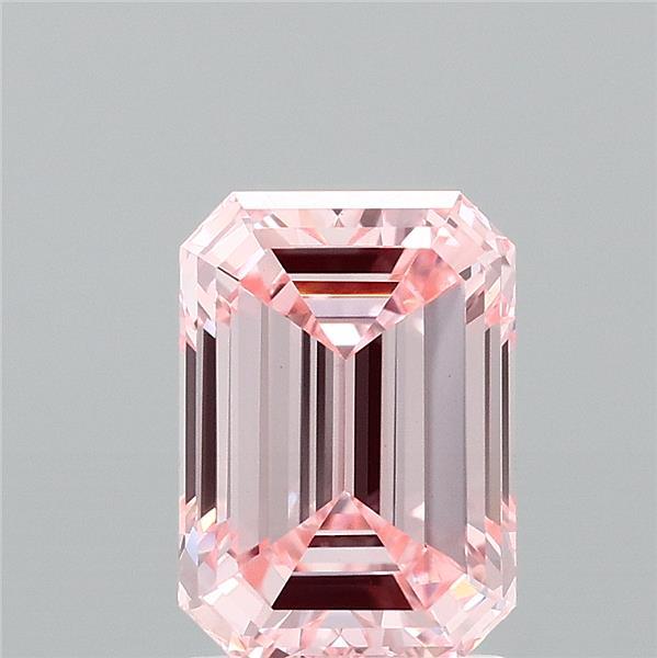 2.01 Carat Emerald Shaped, Ideal Cut, FANCY INTENSE PINK Color, VVS2 Clarity, IGI Certified Lab Grown Diamond