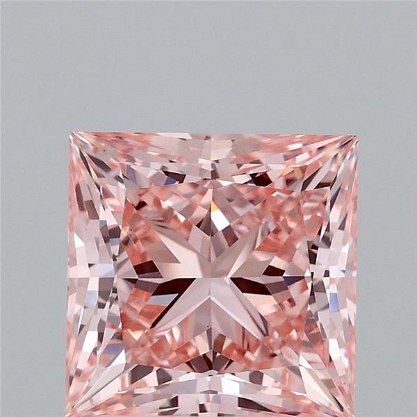 2.60 Carat Princess Shaped, Ideal Cut, FANCY VIVID PINK Color, VS1 Clarity, IGI Certified Lab Grown Diamond