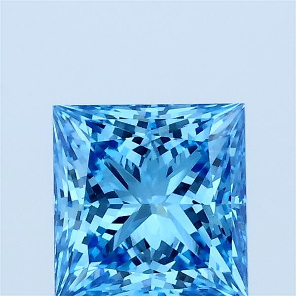 1.04 Carat Princess Shaped, Ideal Cut, FANCY VIVID BLUE Color, VVS2 Clarity, IGI Certified Lab Grown Diamond
