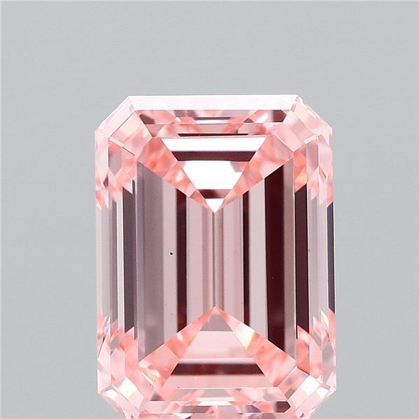 2.17 Carat Emerald Shaped, Ideal Cut, FANCY VIVID PINK Color, VS1 Clarity, IGI Certified Lab Grown Diamond