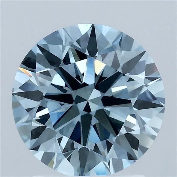 2.00 Carat Round Shaped, Ideal Cut, FANCY VIVID BLUE Color, VVS2 Clarity, IGI Certified Lab Grown Diamond