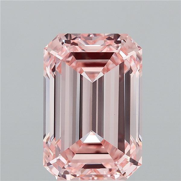 7.05 Carat Emerald Shaped, Ideal Cut, FANCY INTENSE PINK Color, VVS2 Clarity, IGI Certified Lab Grown Diamond
